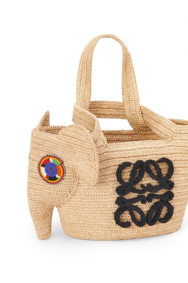 Bolso Tote Loewe Small Elephant Basket bag in raffia Mujer Natural | 206AVUOZK