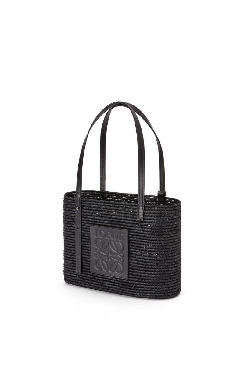 Bolso Tote Loewe Small Square Basket in raffia and calfskin Mujer Negras Negras | 560WSUGPQ