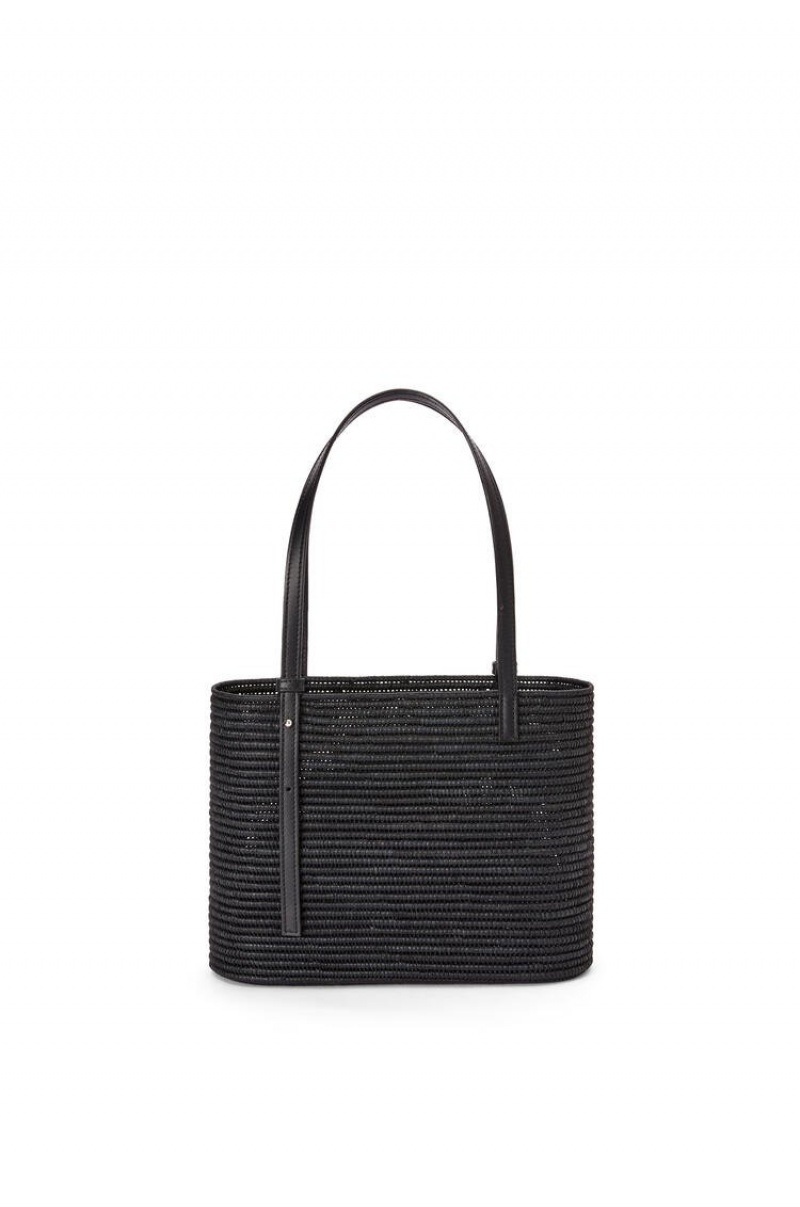 Bolso Tote Loewe Small Square Basket in raffia and calfskin Mujer Negras Negras | 560WSUGPQ