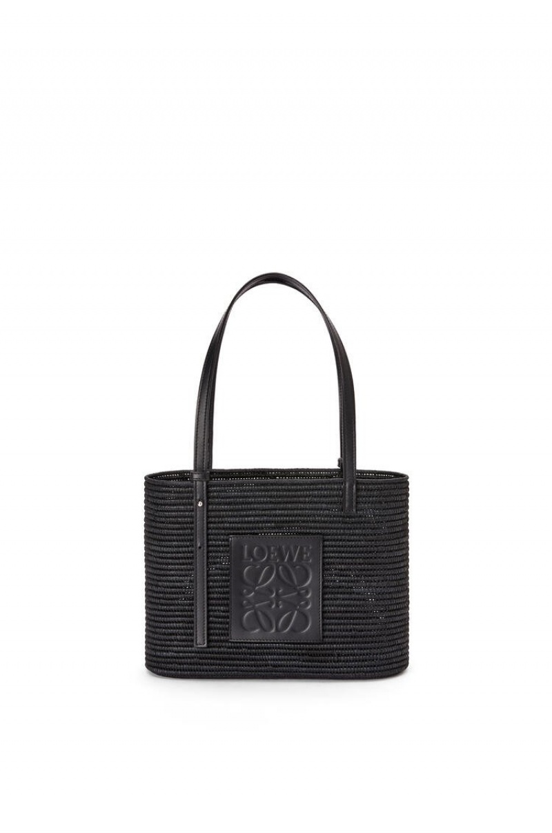 Bolso Tote Loewe Small Square Basket in raffia and calfskin Mujer Negras Negras | 560WSUGPQ