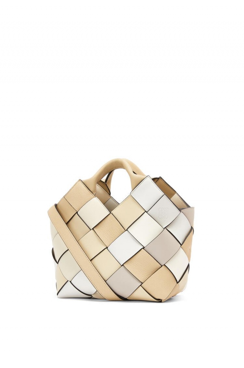 Bolso Tote Loewe Small Surplus Cuero Woven basket bag in calfskin Mujer Beige Creme | 987BQXNHW