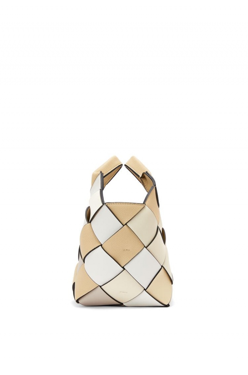 Bolso Tote Loewe Small Surplus Cuero Woven basket bag in calfskin Mujer Beige Creme | 987BQXNHW