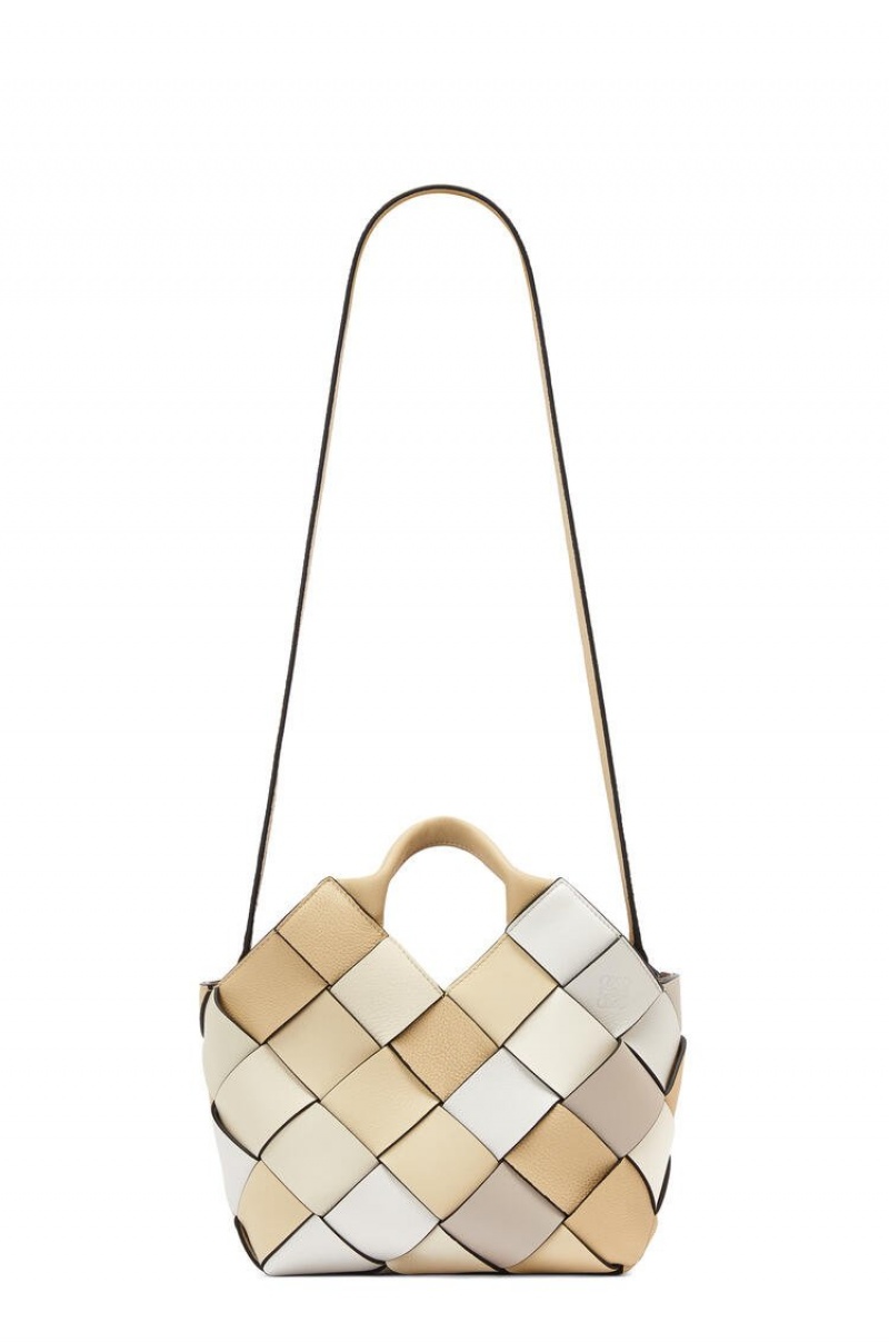 Bolso Tote Loewe Small Surplus Cuero Woven basket bag in calfskin Mujer Beige Creme | 987BQXNHW