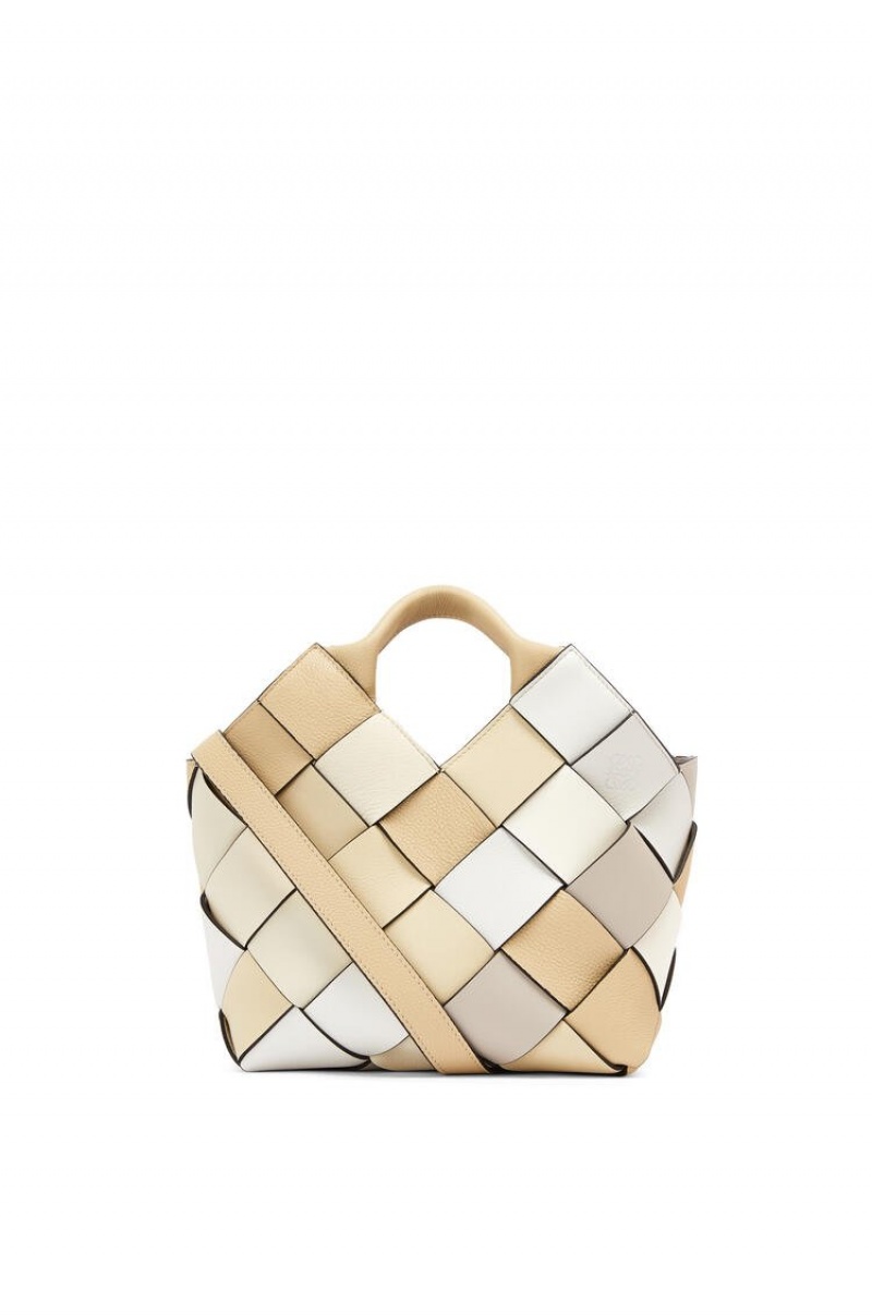 Bolso Tote Loewe Small Surplus Cuero Woven basket bag in calfskin Mujer Beige Creme | 987BQXNHW