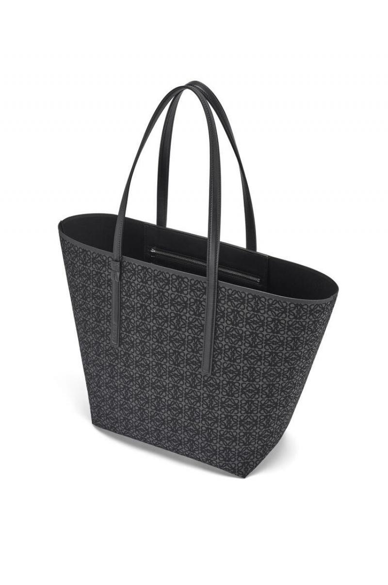 Bolso Tote Loewe T Tote bag in Anagram jacquard and calfskin Hombre Negras | 240UTOYER