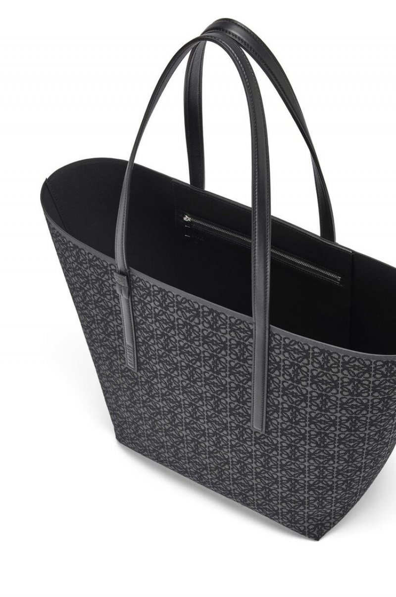 Bolso Tote Loewe T Tote bag in Anagram jacquard and calfskin Hombre Negras | 240UTOYER