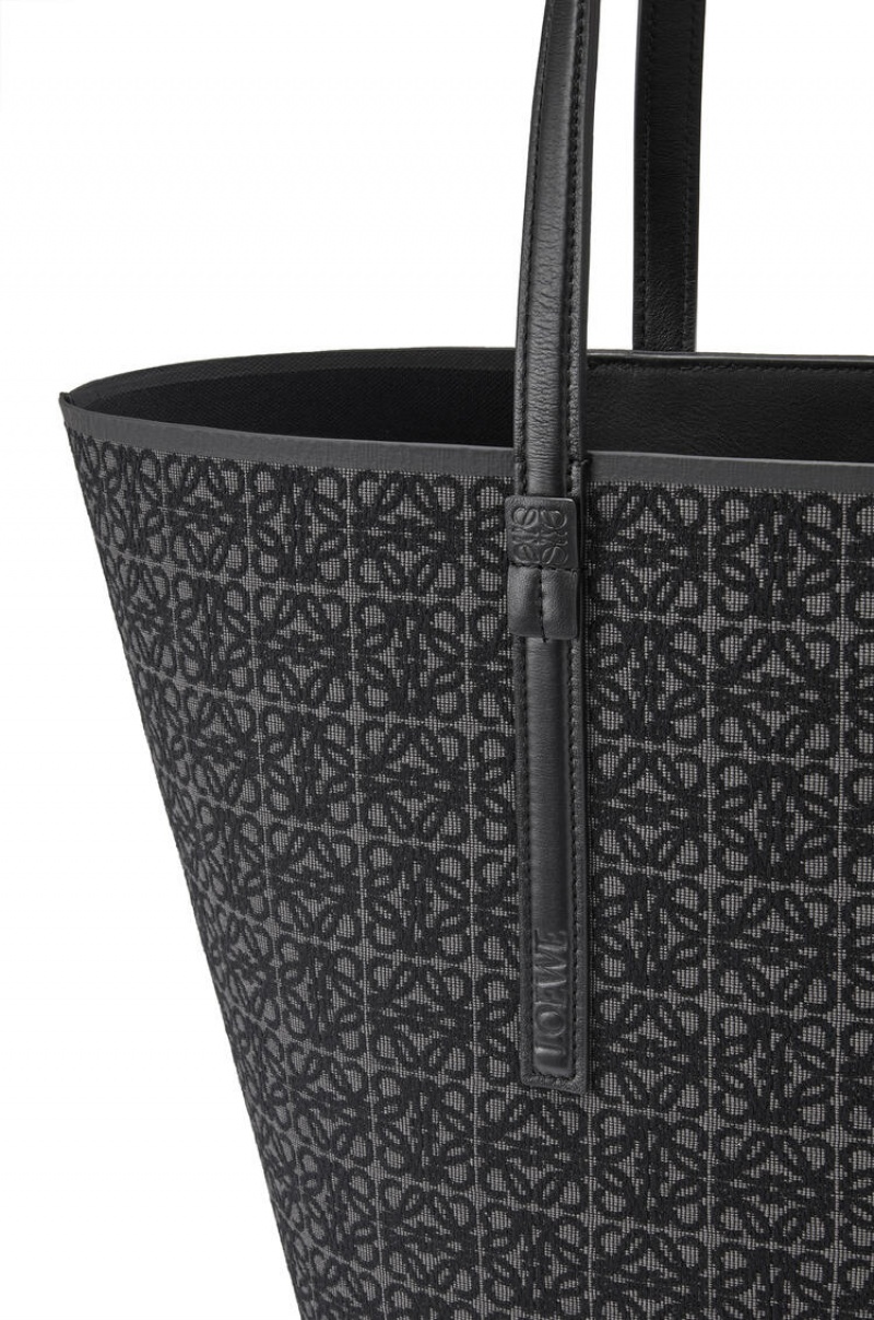 Bolso Tote Loewe T Tote bag in Anagram jacquard and calfskin Hombre Negras | 240UTOYER