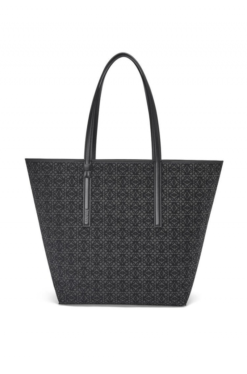 Bolso Tote Loewe T Tote bag in Anagram jacquard and calfskin Hombre Negras | 240UTOYER