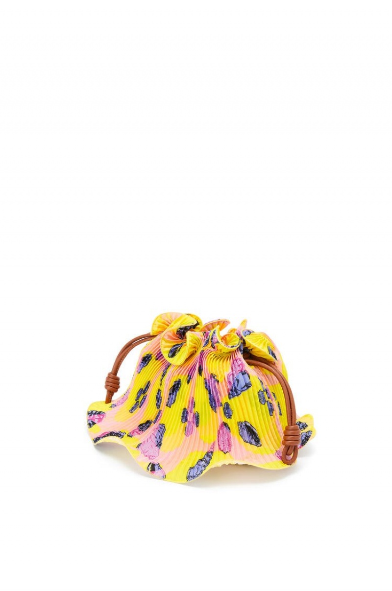 Bolsos Mini Loewe Mini Flamenco Clutch in textile and calfskin Mujer Amarillo | 504IGDWYK