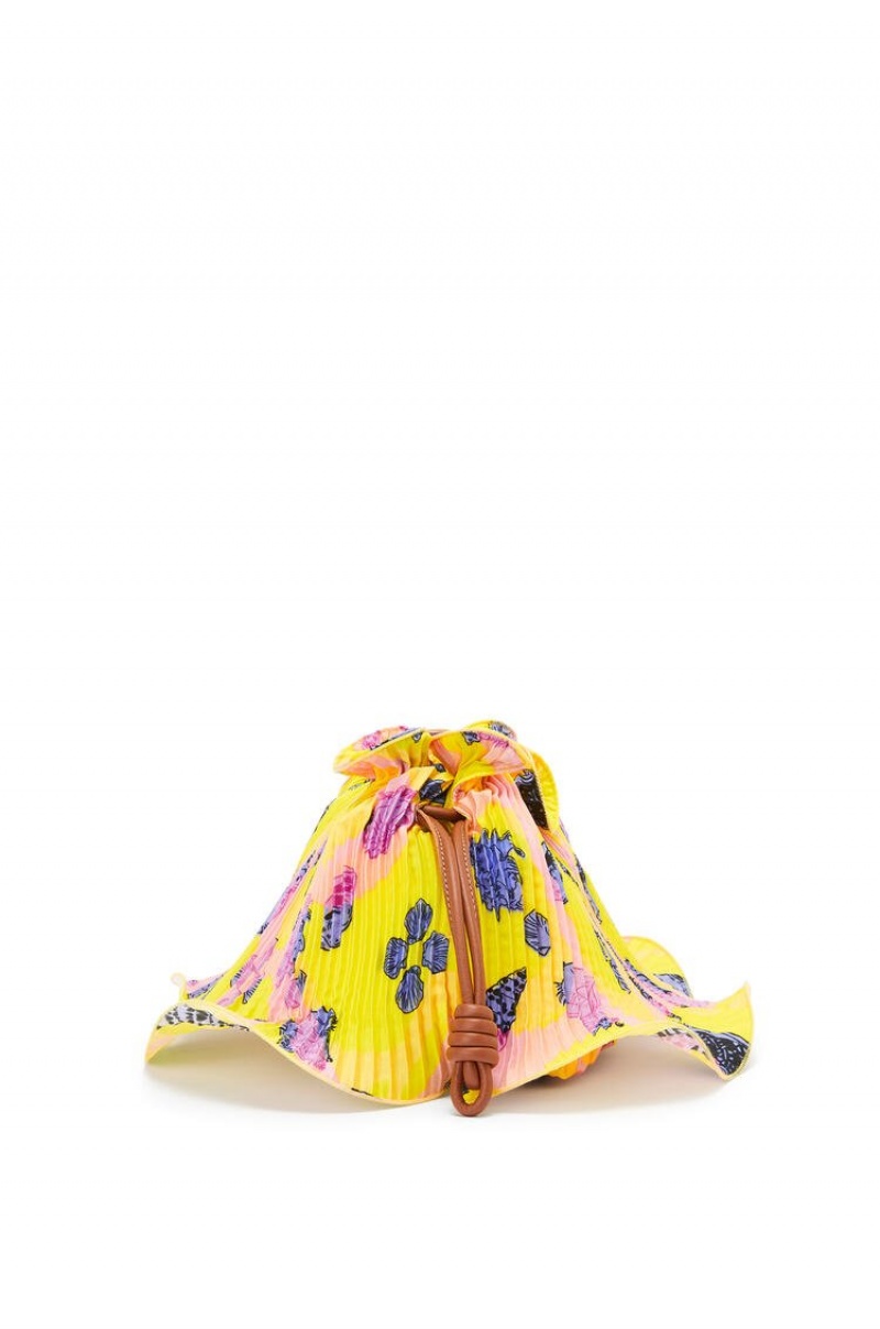 Bolsos Mini Loewe Mini Flamenco Clutch in textile and calfskin Mujer Amarillo | 504IGDWYK