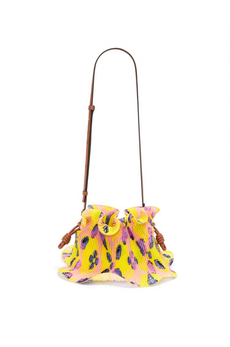 Bolsos Mini Loewe Mini Flamenco Clutch in textile and calfskin Mujer Amarillo | 504IGDWYK