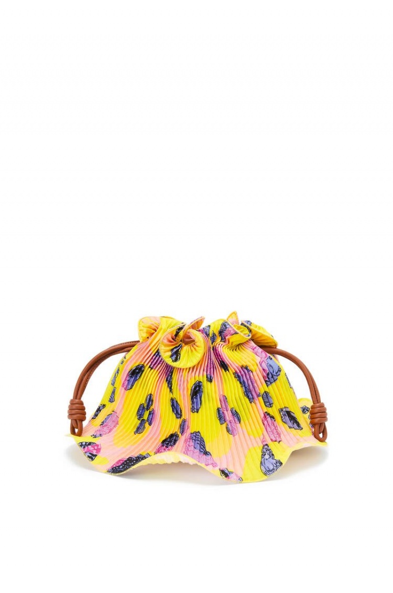 Bolsos Mini Loewe Mini Flamenco Clutch in textile and calfskin Mujer Amarillo | 504IGDWYK