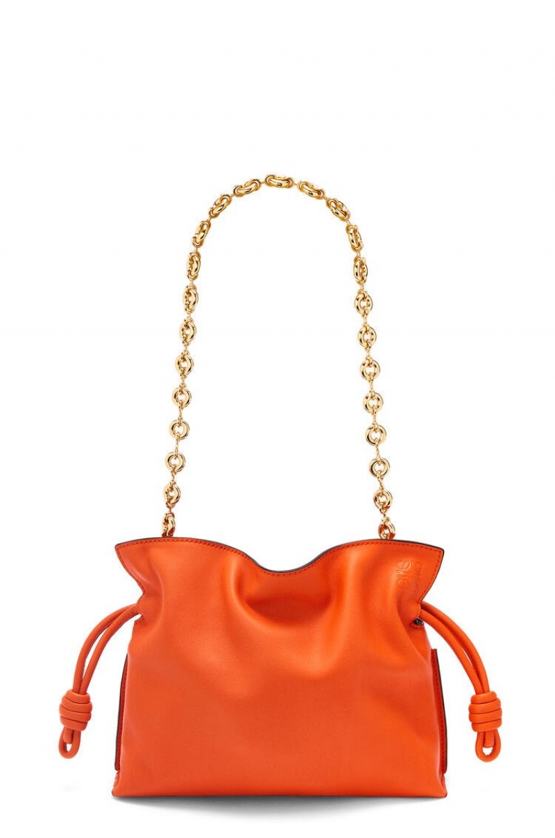 Bolsos Mini Loewe Mini Flamenco clutch in nappa calfskin with chain Mujer Naranjas | 824SJAWMF