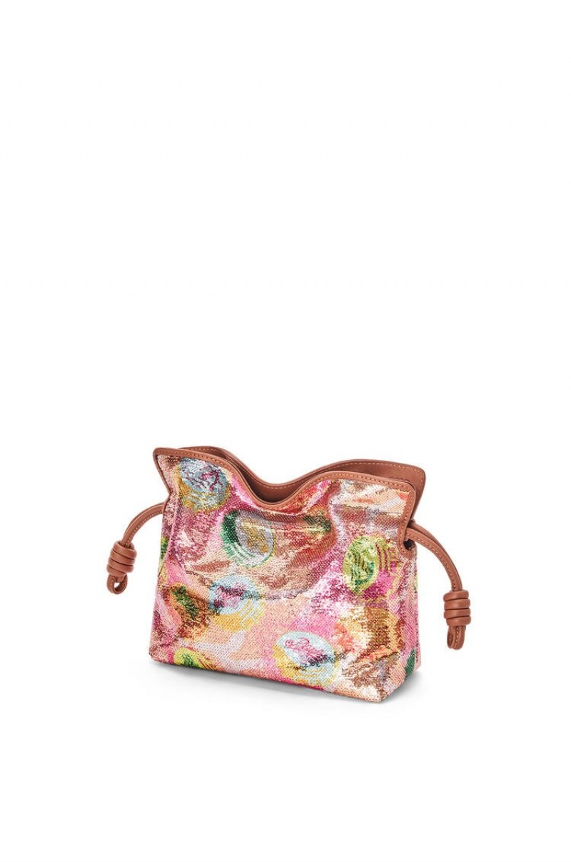 Bolsos Mini Loewe Mini Flamenco clutch in sequins and classic calfskin Mujer Multicolor | 169DIRYSZ