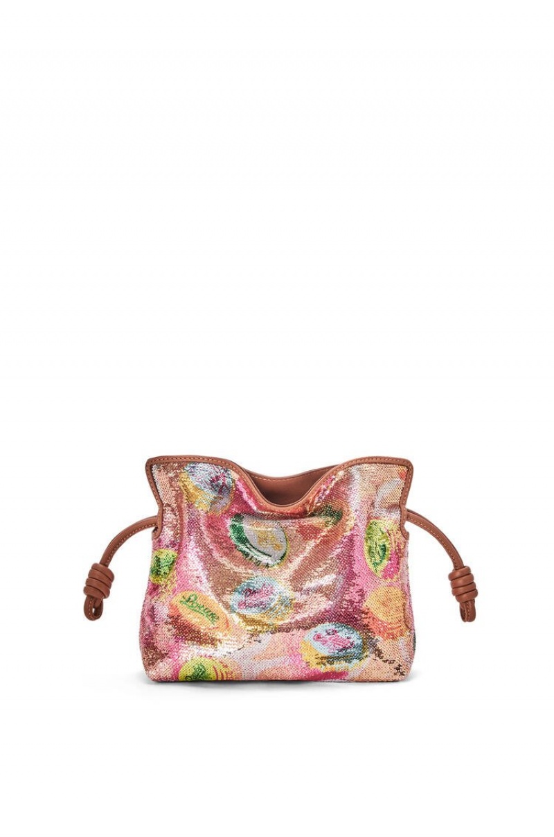 Bolsos Mini Loewe Mini Flamenco clutch in sequins and classic calfskin Mujer Multicolor | 169DIRYSZ