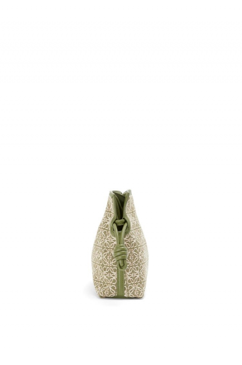 Bolsos Mini Loewe Mini Flamenco clutch in Anagram jacquard and calfskin Mujer Verde Verde | 395GNAKSX