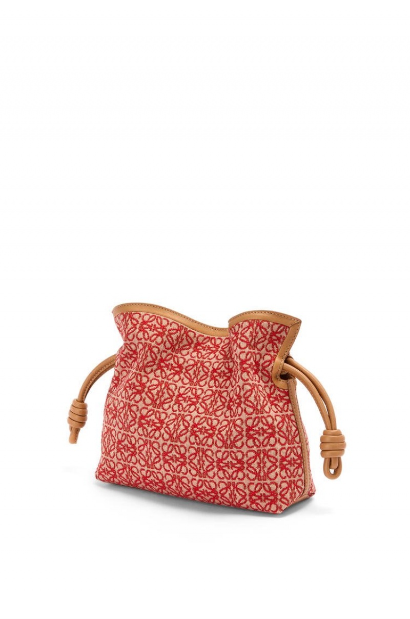 Bolsos Mini Loewe Mini Flamenco clutch in Anagram jacquard and calfskin Mujer Rojas | 017QCRLOJ