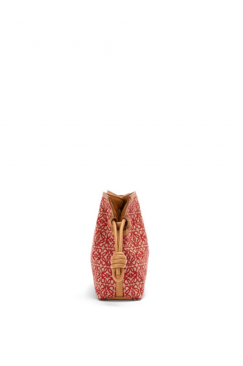 Bolsos Mini Loewe Mini Flamenco clutch in Anagram jacquard and calfskin Mujer Rojas | 017QCRLOJ