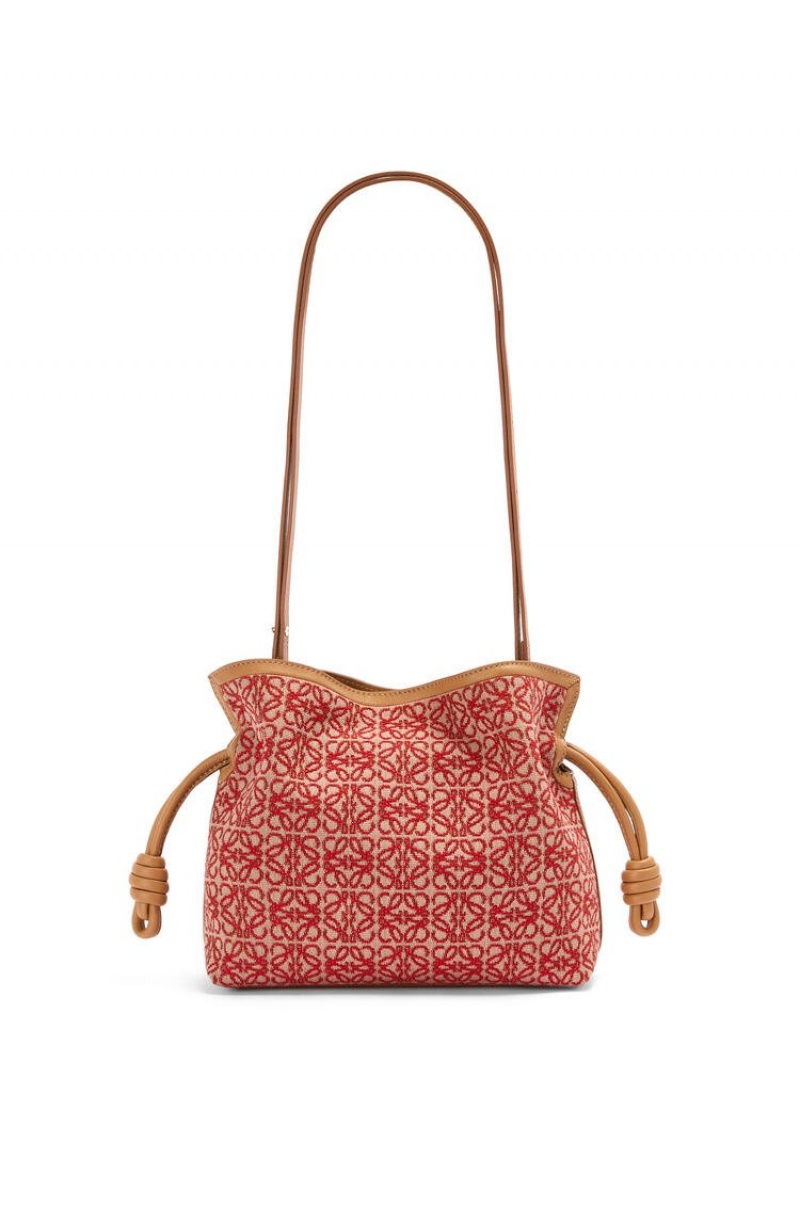 Bolsos Mini Loewe Mini Flamenco clutch in Anagram jacquard and calfskin Mujer Rojas | 017QCRLOJ