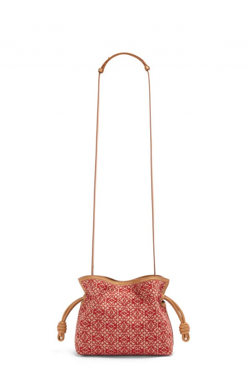 Bolsos Mini Loewe Mini Flamenco clutch in Anagram jacquard and calfskin Mujer Rojas | 017QCRLOJ