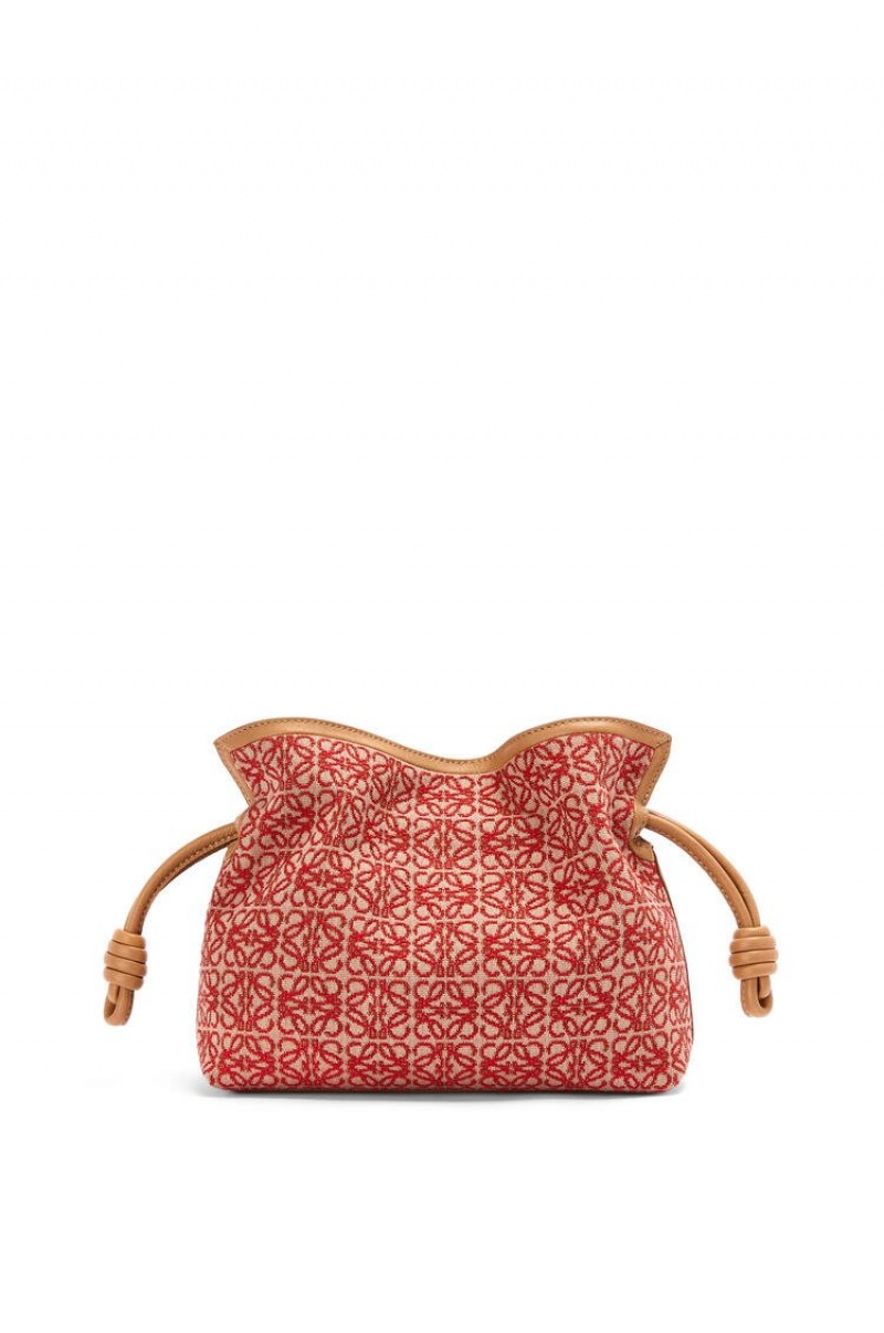 Bolsos Mini Loewe Mini Flamenco clutch in Anagram jacquard and calfskin Mujer Rojas | 017QCRLOJ