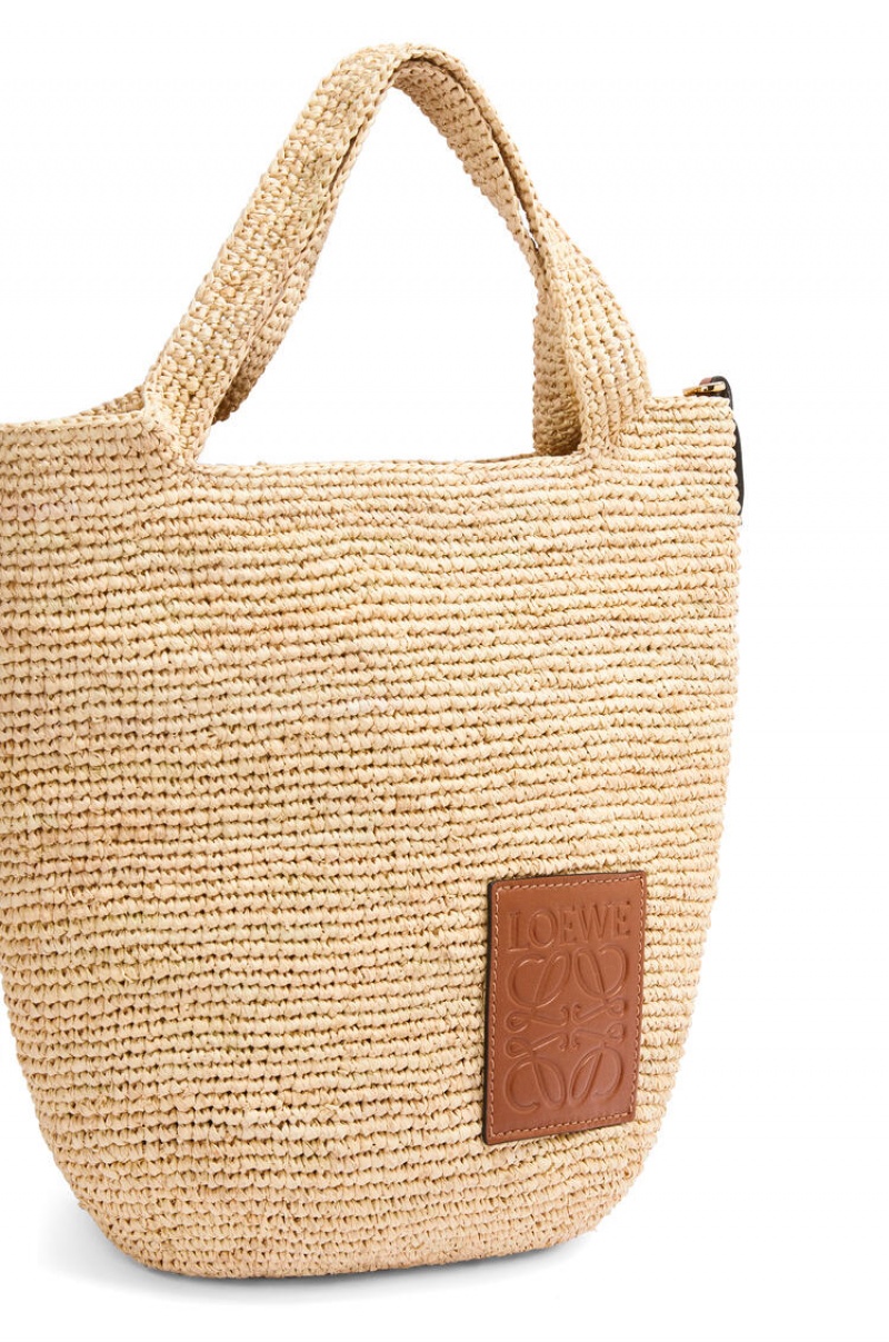 Bolsos Mini Loewe Mini Slit bag in raffia and calfskin Mujer Natural / Tan | 213MXUWQP