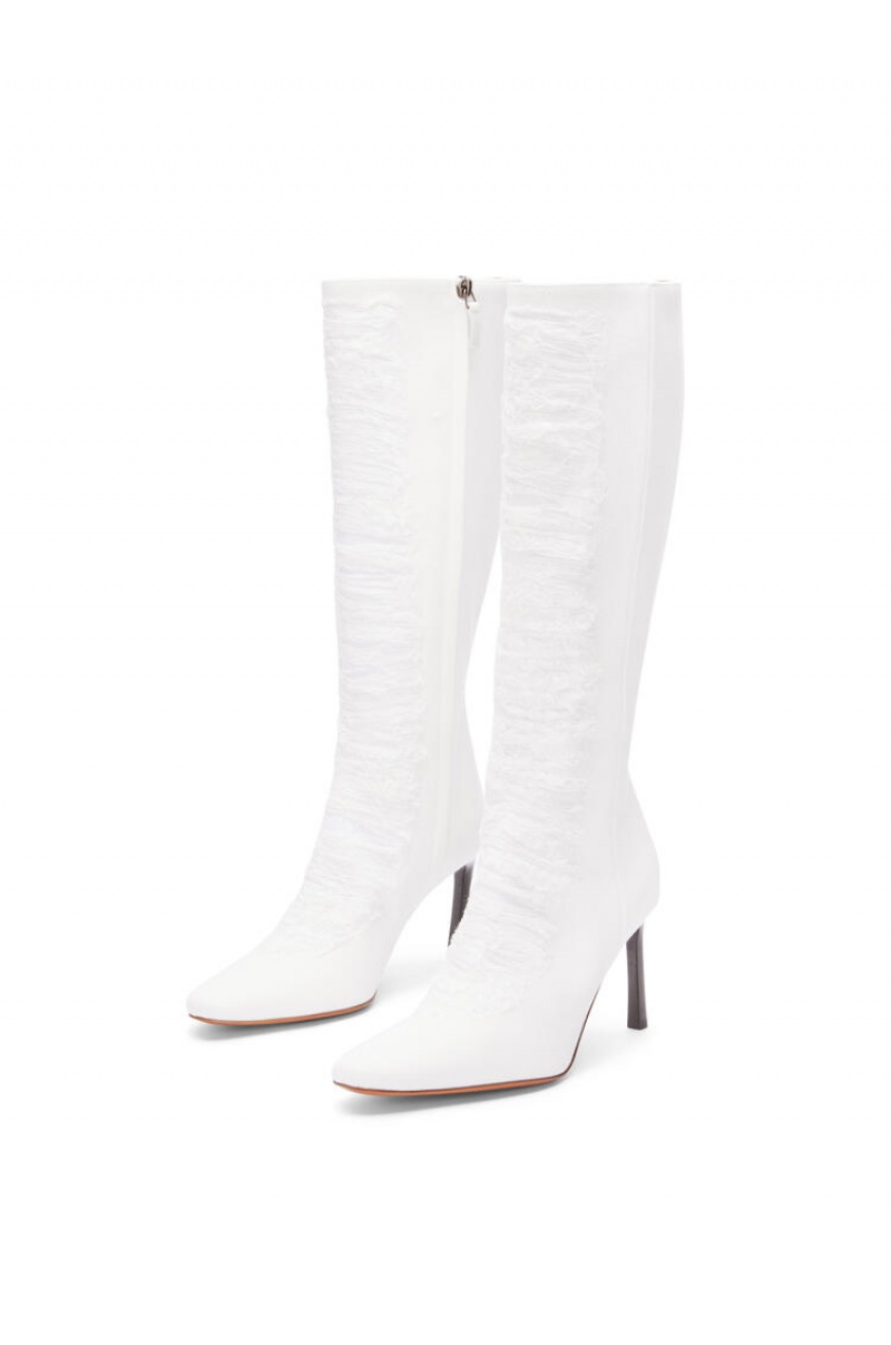 Boots & Ankle Boots Loewe Boot in ripped denim Mujer Blancas | 472MTYLVQ