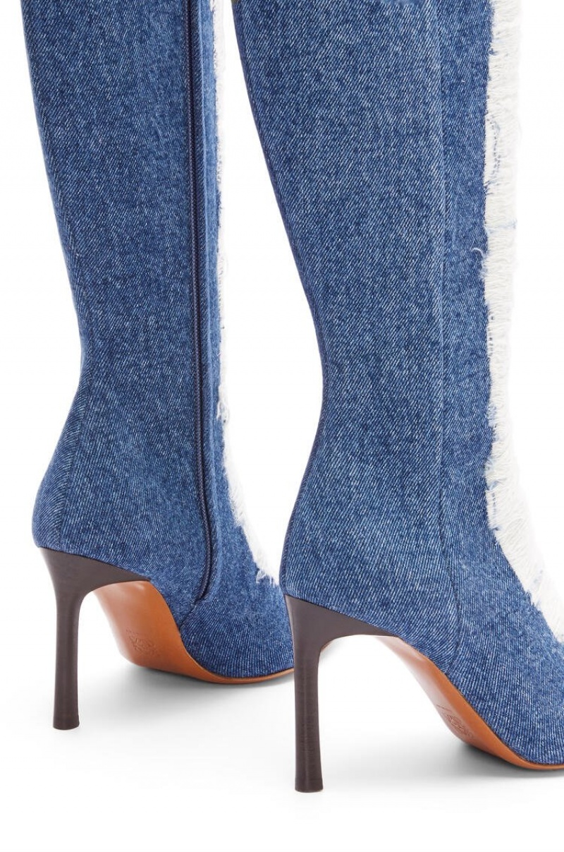 Boots & Ankle Boots Loewe Boot in ripped denim Mujer Washed Denim | 853DEJINK