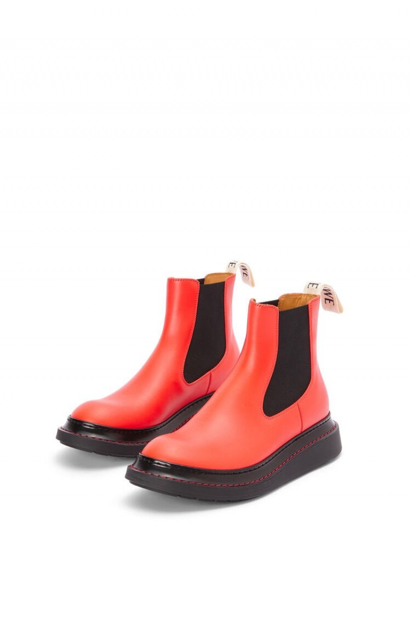 Boots & Ankle Boots Loewe Chelsea boot in calfskin Mujer Rojas Naranjas | 513PWMJXN