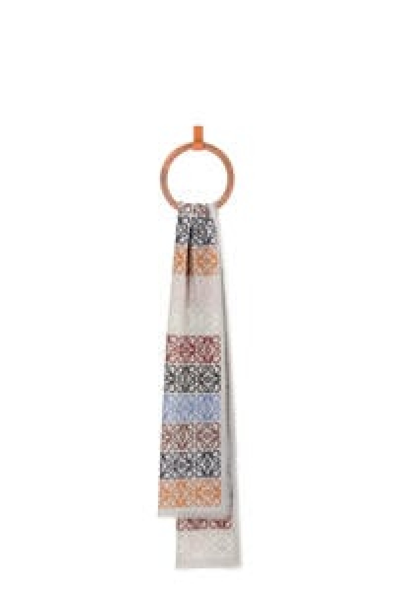 Bufandas Loewe Anagram lines scarf in wool and cashmere Mujer Multicolor | 128KFRQOH