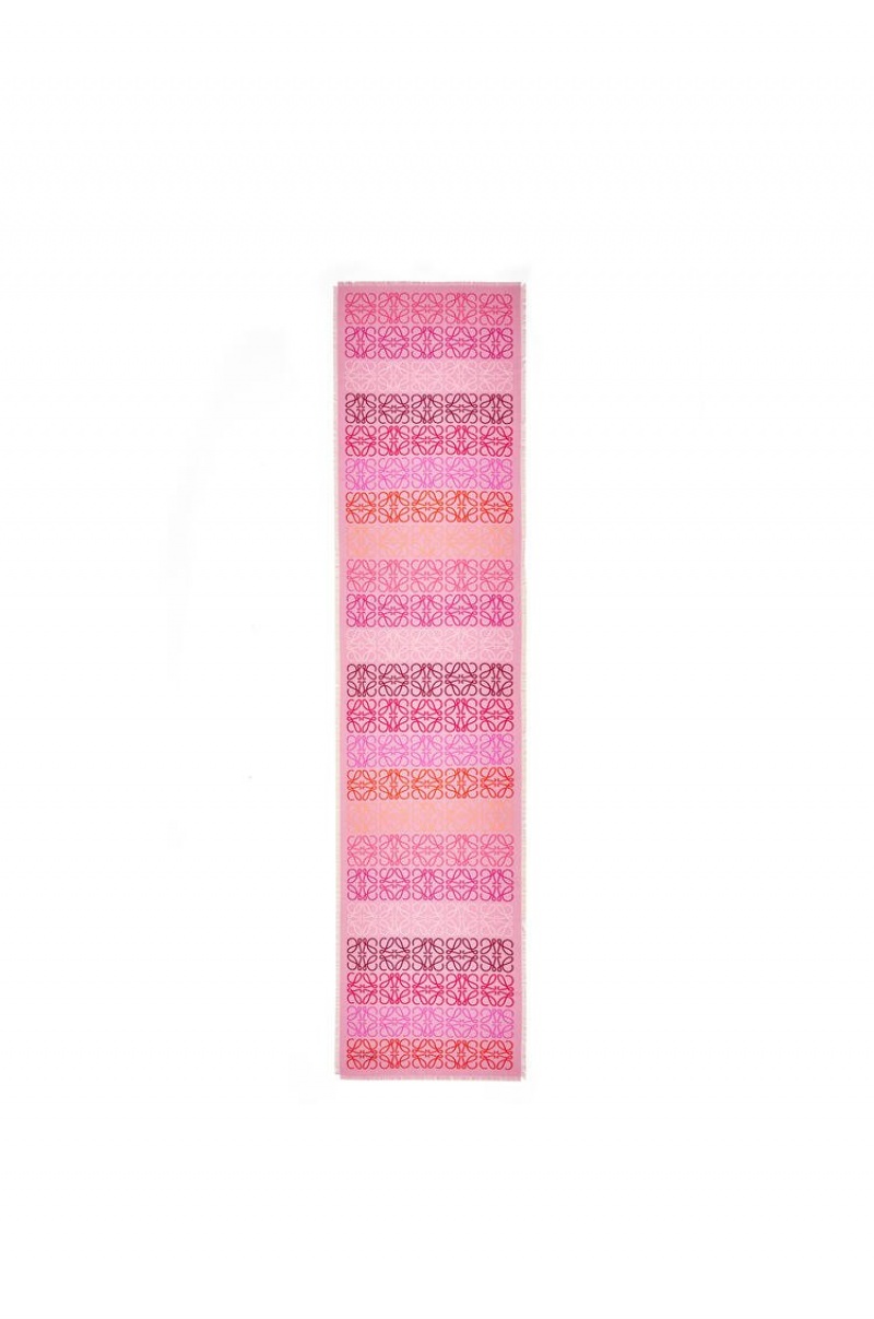 Bufandas Loewe Anagram lines scarf in wool and cashmere Mujer Rosas Multicolor | 731YPVLUB