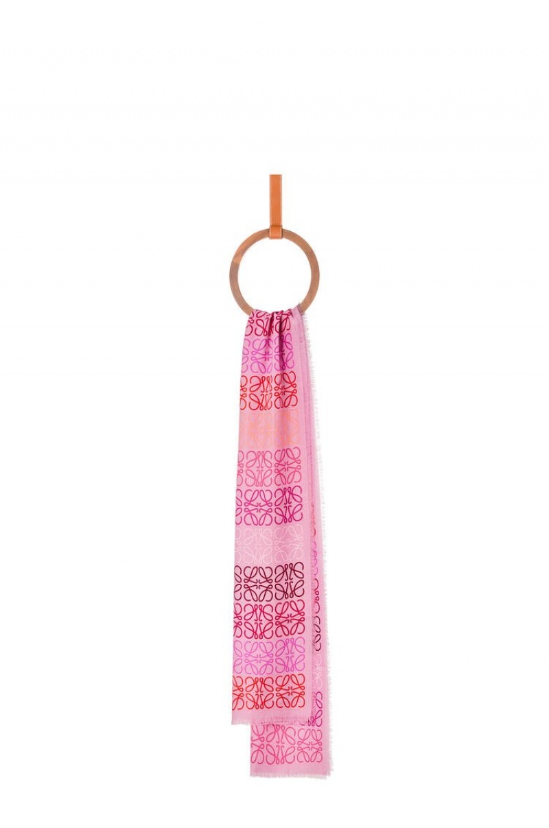 Bufandas Loewe Anagram lines scarf in wool and cashmere Mujer Rosas Multicolor | 731YPVLUB