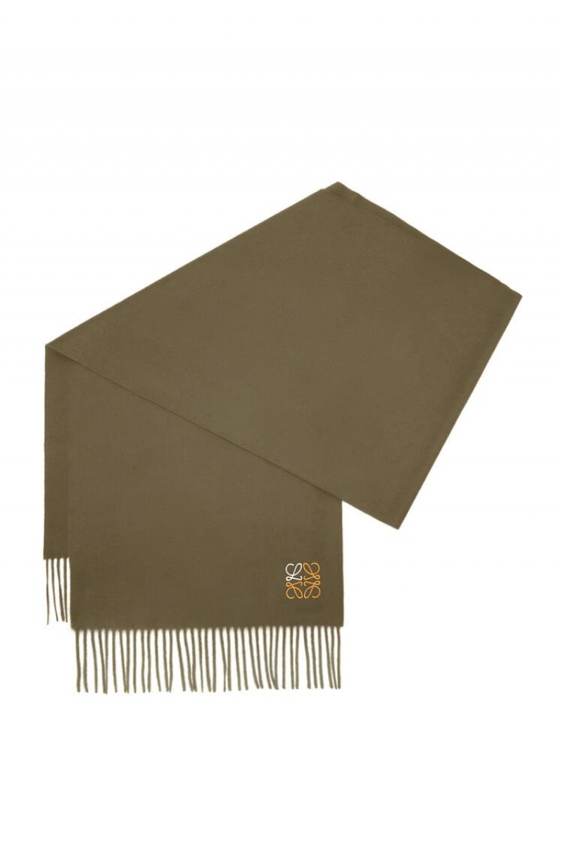 Bufandas Loewe Anagram scarf in cashmere Hombre Verde Oscuro | 904IHEVQX