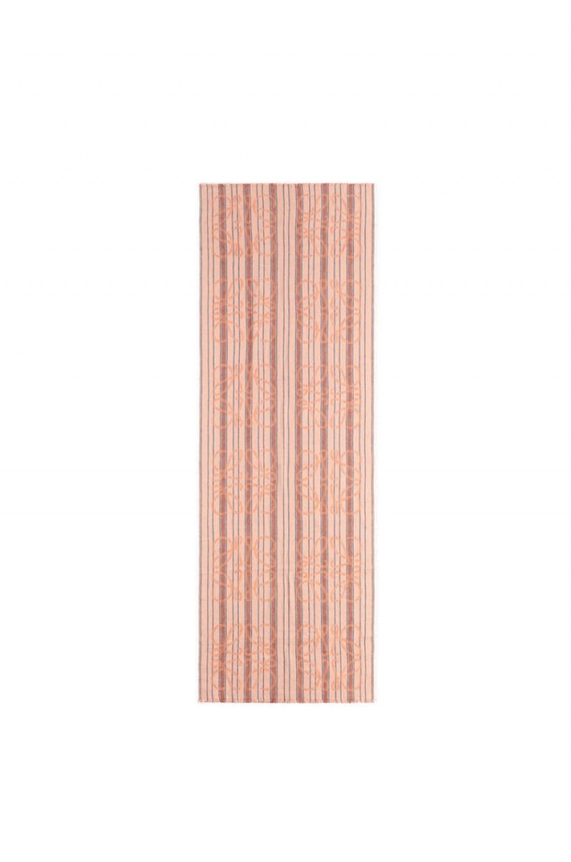 Bufandas Loewe Anagram stripe scarf in linen Mujer Naranjas Multicolor | 706PHIUYN