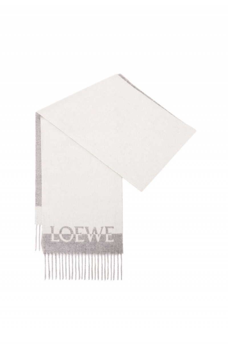 Bufandas Loewe Bicolour LOEWE scarf in wool and cashmere Mujer Blancas Gris Claro | 486ZASBTV