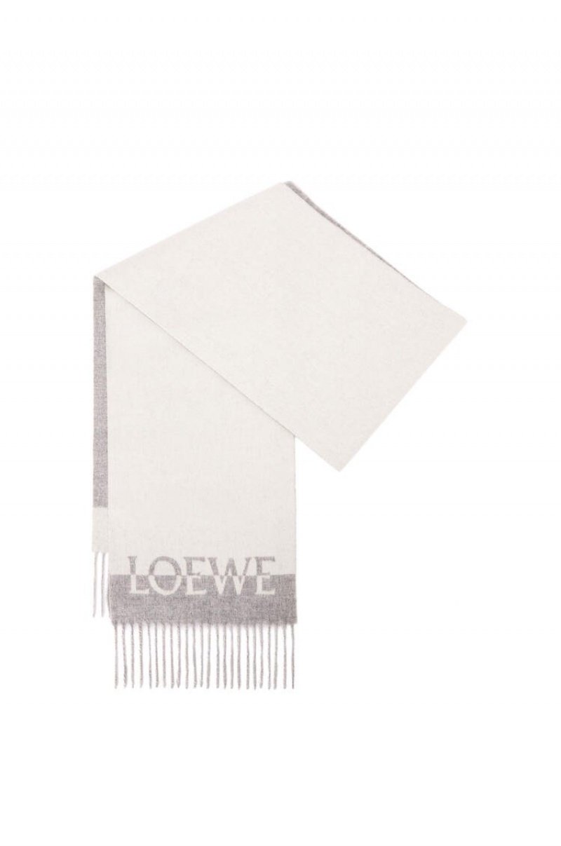 Bufandas Loewe Bicolour LOEWE scarf in wool and cashmere Mujer Blancas Gris Claro | 486ZASBTV