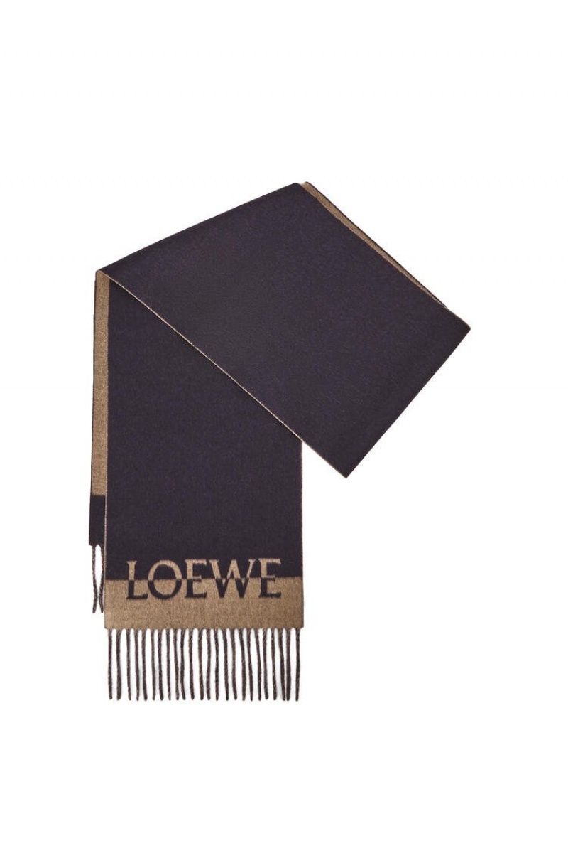 Bufandas Loewe Bicolour LOEWE scarf in wool and cashmere Mujer Azul Marino Azules | 078DGLOPZ