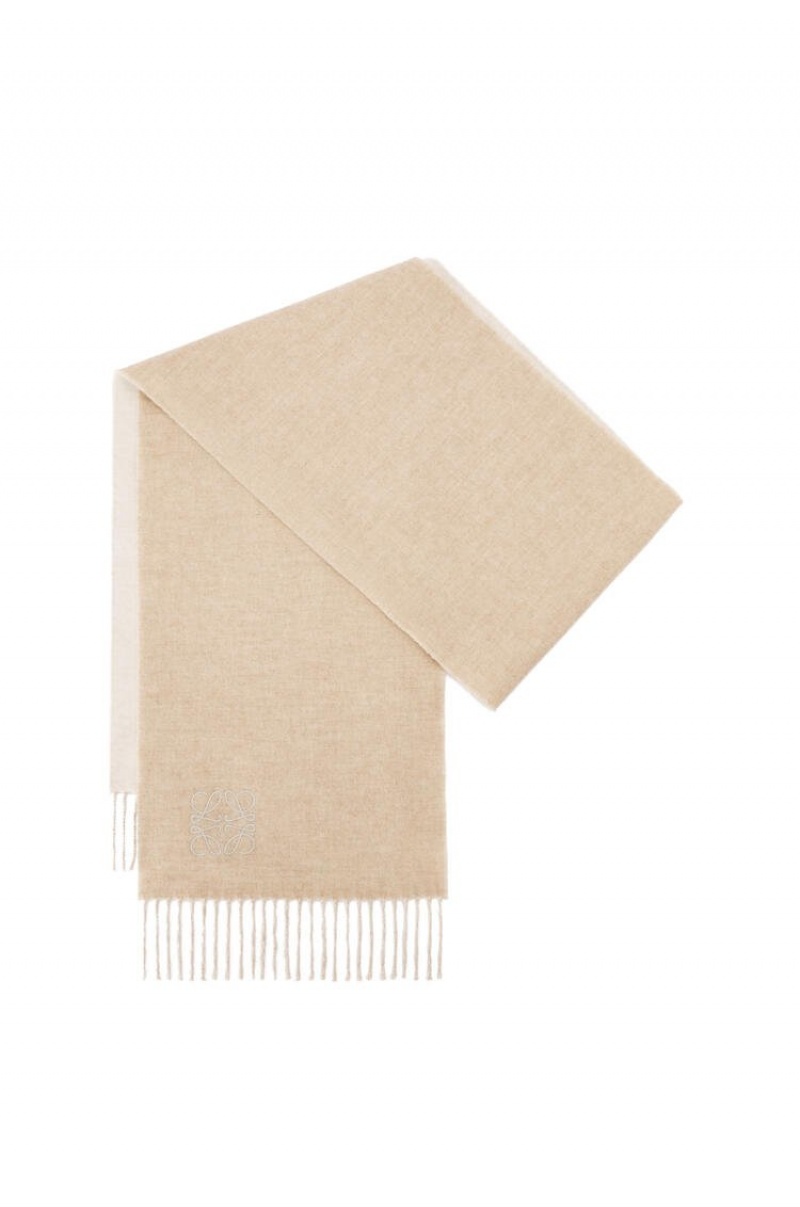 Bufandas Loewe Bicolour scarf in wool and cashmere Mujer Ivory / Sand | 215KMXPUE