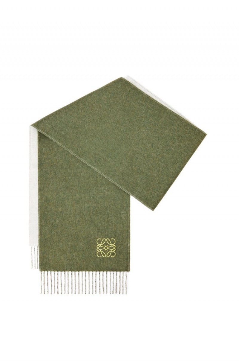 Bufandas Loewe Bicolour scarf in wool and cashmere Mujer Kaki Verde | 309WUBSLY