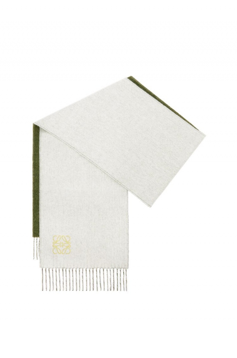 Bufandas Loewe Bicolour scarf in wool and cashmere Mujer Kaki Verde | 309WUBSLY