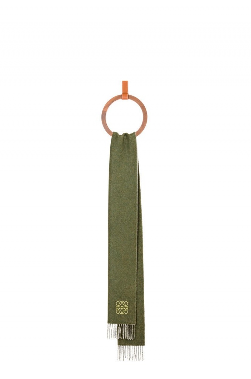 Bufandas Loewe Bicolour scarf in wool and cashmere Mujer Kaki Verde | 309WUBSLY