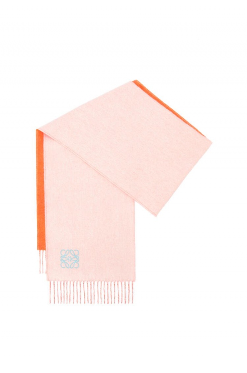 Bufandas Loewe Bicolour scarf in wool and cashmere Mujer Naranjas Blancas | 452DGFBQV