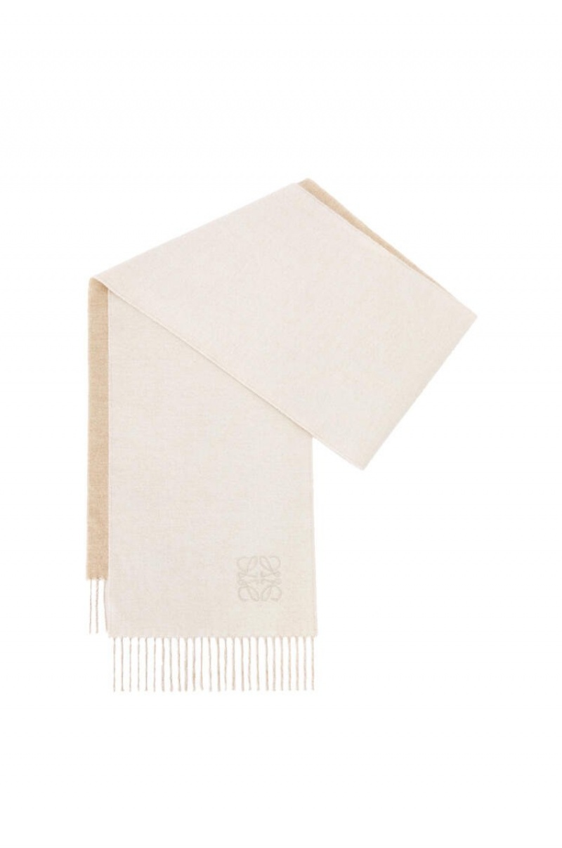 Bufandas Loewe Bicolour scarf in wool and cashmere Hombre Ivory / Sand | 795VLSQAC