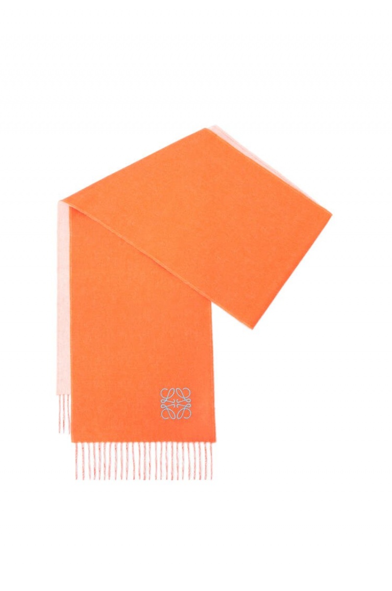 Bufandas Loewe Bicolour scarf in wool and cashmere Hombre Naranjas Blancas | 086ZQPHXY