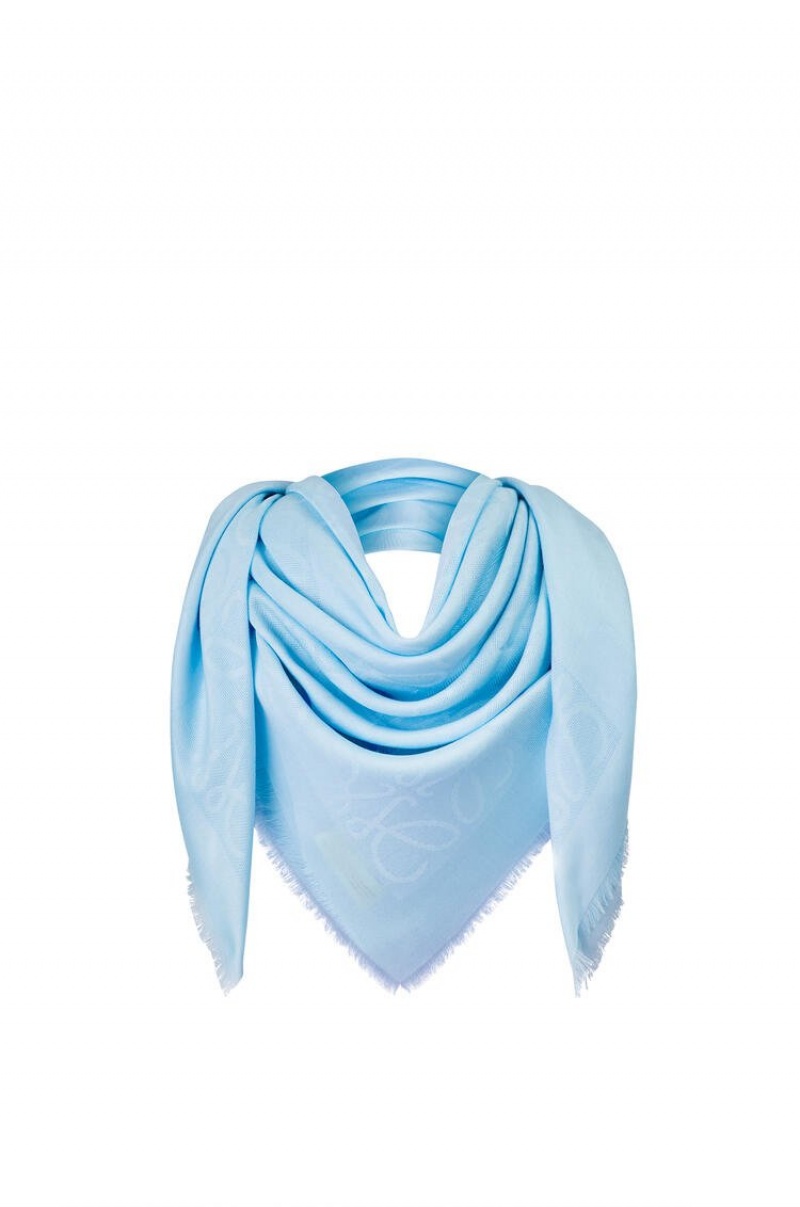 Bufandas Loewe Damero scarf in wool, silk and cashmere Mujer Verde Menta | 061GJBZVS