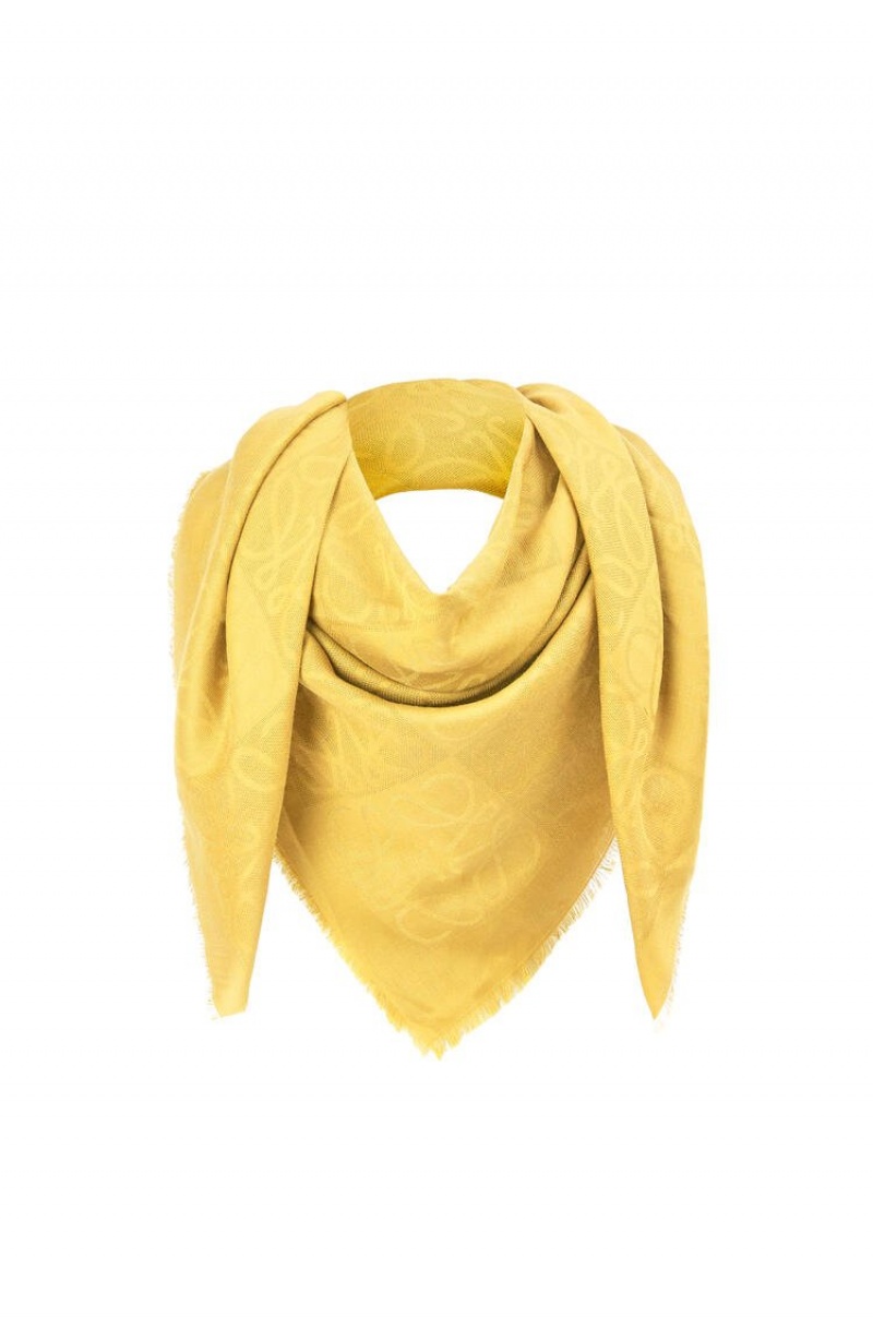 Bufandas Loewe Damero scarf in wool, silk and cashmere Mujer Amarillo | 418MUOTHR