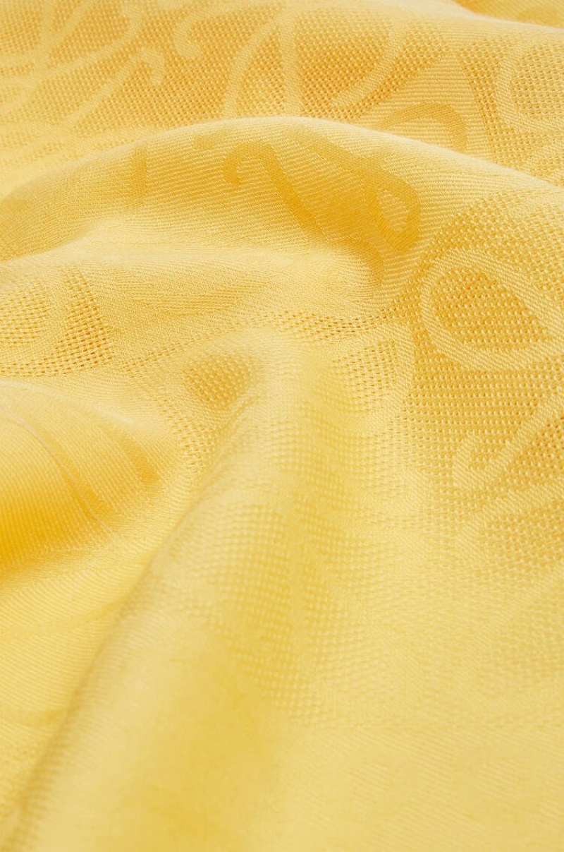 Bufandas Loewe Damero scarf in wool, silk and cashmere Mujer Amarillo | 418MUOTHR