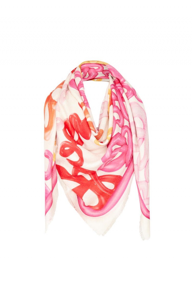 Bufandas Loewe LOEWE Anagram scarf in silk and cashmere Mujer Rosas Multicolor | 716VJKYCB