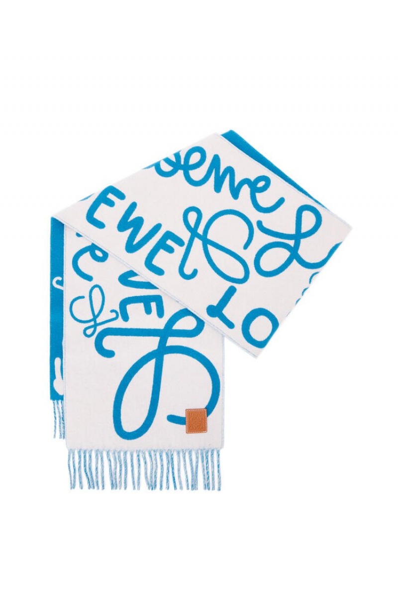 Bufandas Loewe LOEWE scarf in wool and cashmere Mujer Rosas Azules | 980ZVYBJW