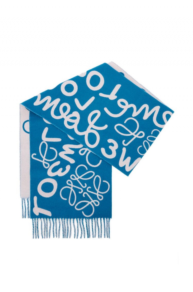 Bufandas Loewe LOEWE scarf in wool and cashmere Mujer Rosas Azules | 980ZVYBJW